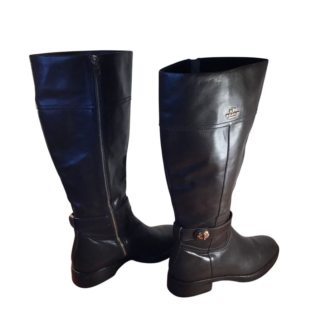 Coach Eva Dark Brown Leather Riding Boots Women’s SZ 7B - Picture 3 of 7